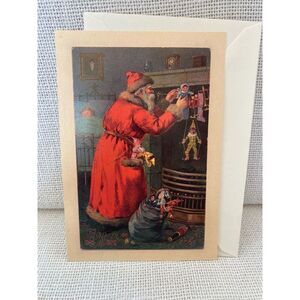 Evergreen Press Father Christmas Santa Visit Holiday Festive Greetings Post Card